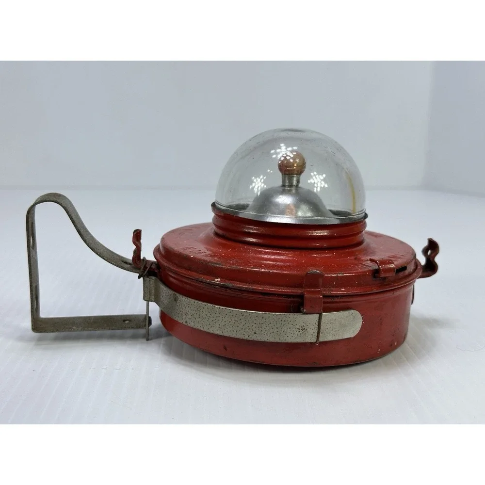 Rare 1930's Embury Mfg Co Warsaw NY USA Red Metal Magnifying Glass Top Lantern